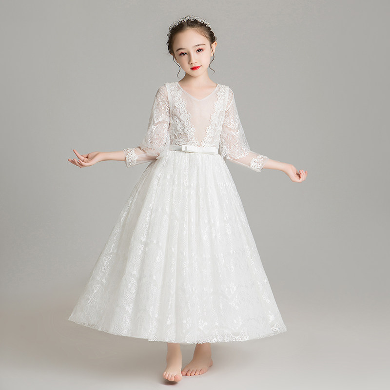 儿童礼服女童公主裙小孩花童婚纱蓬蓬秋冬装连衣裙钢琴演出服走秀