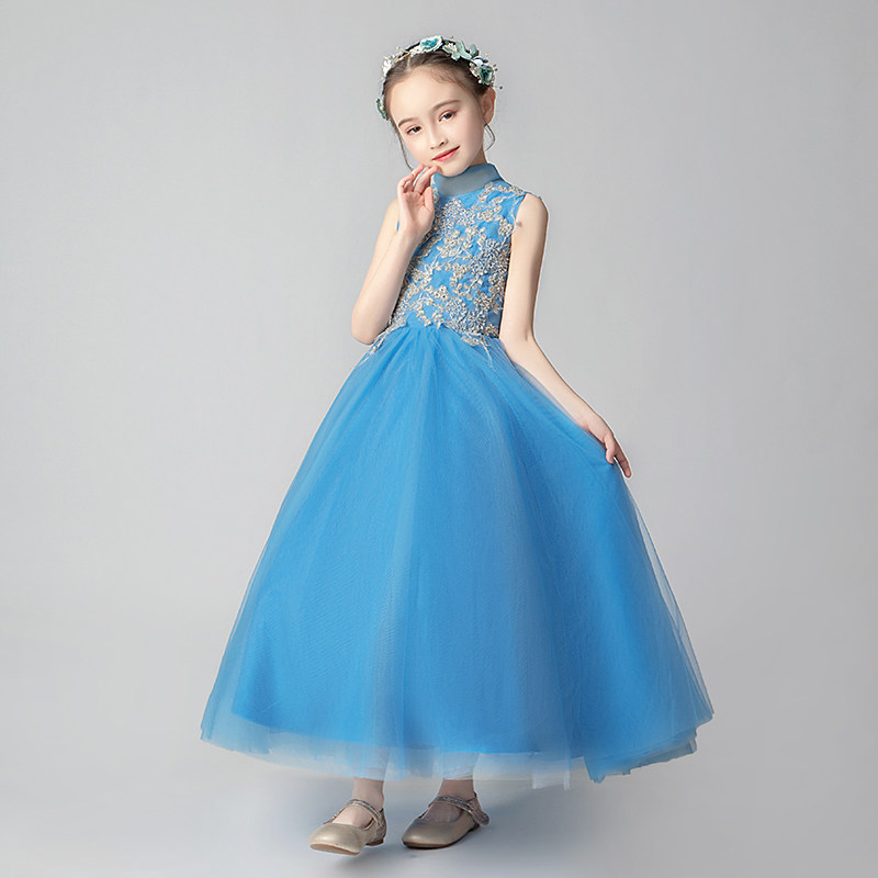 儿童晚礼服女童公主裙小孩模特走秀主持人钢琴演出服童装婚纱高端