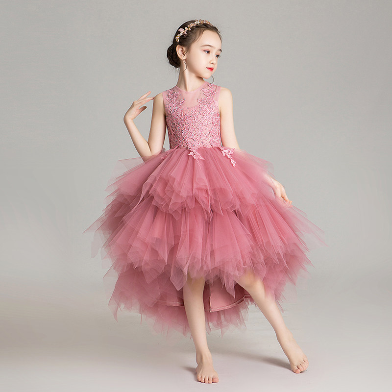 女童公主裙儿童晚礼服蓬蓬纱小孩花童婚纱高端模特走秀歌唱表演服