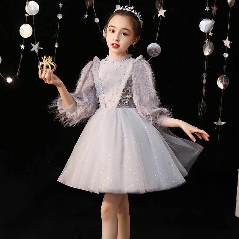 女童公主裙蓬蓬小孩花童婚纱儿童晚礼服主持人走秀演出服洋气高端