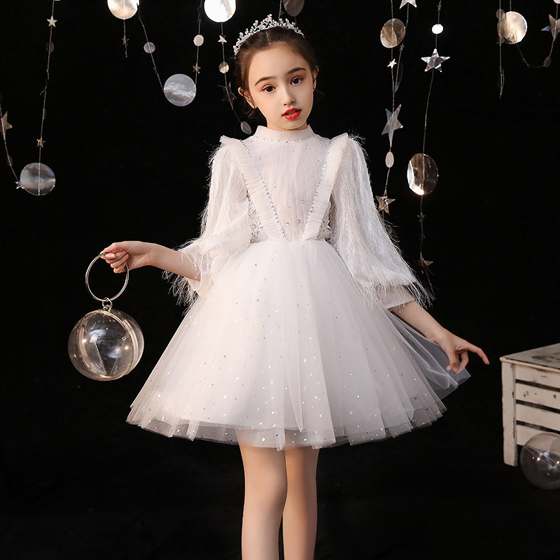 女童公主裙蓬蓬小孩花童婚纱儿童晚礼服主持人生日走秀演出服洋气