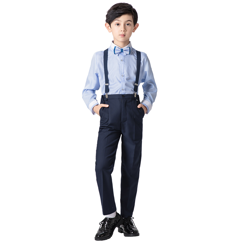 儿童礼服套装小男孩表演主持人花童背带裤男童钢琴合唱演出服装夏