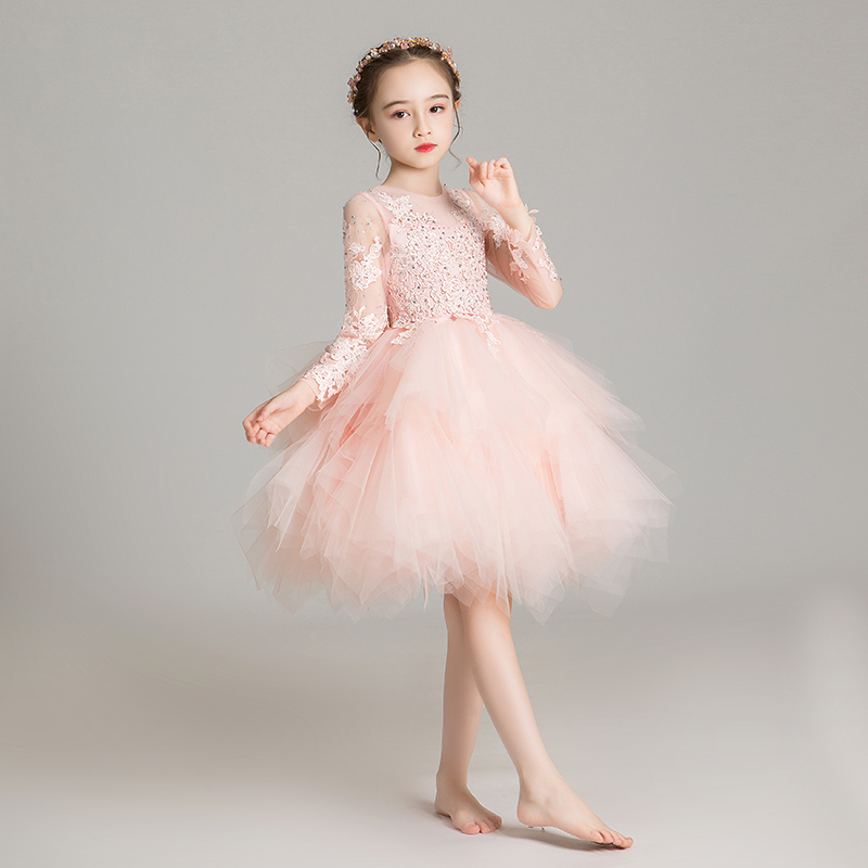 女童晚礼服公主裙儿童婚纱蓬蓬小女孩花童高端定走秀演出服装秋冬