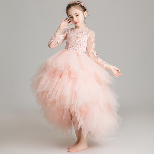 儿童礼服女童公主裙小女孩花童婚纱蓬蓬纱高端走秀钢琴演奏秋冬秋