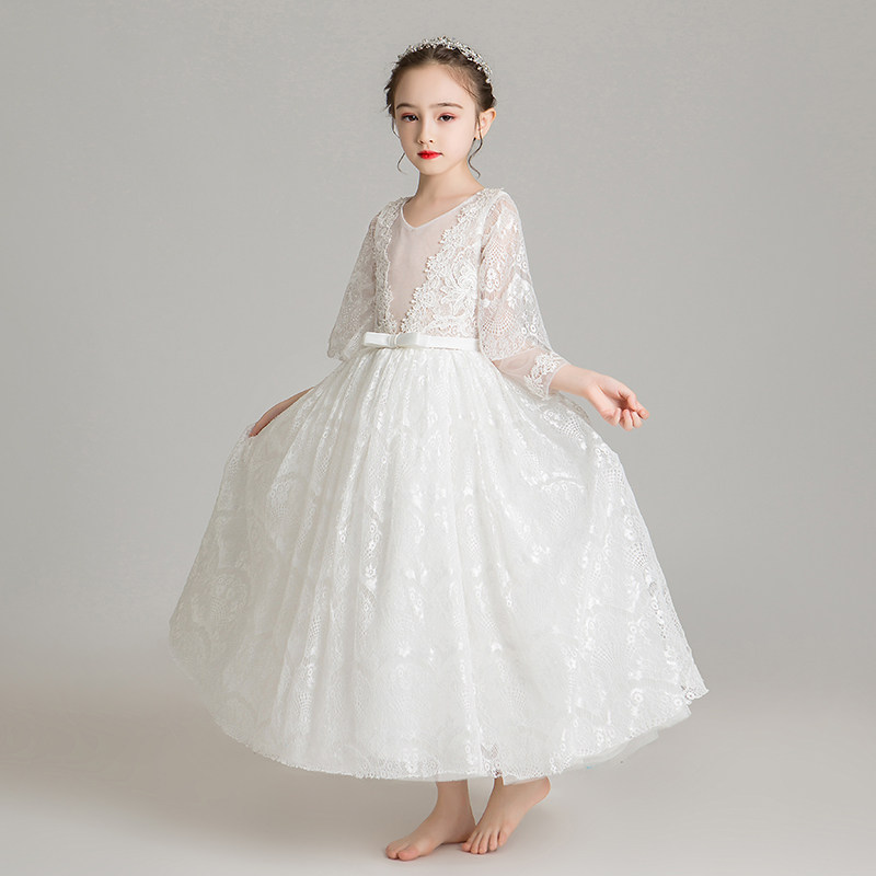 儿童礼服女童公主裙小孩花童婚纱蓬蓬秋冬装连衣裙钢琴演出服走秀