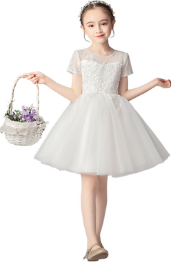 儿童礼服小孩婚纱短袖连衣裙春夏