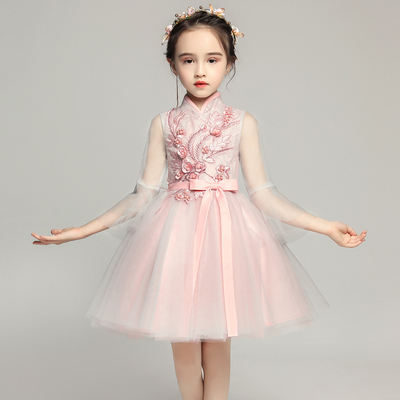 女童礼服公主裙中国风儿童生日婚纱钢琴演出服蓬蓬裙花童裙子秋季