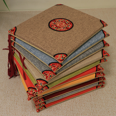 亚麻中式餐椅坐垫四季可用茶椅垫