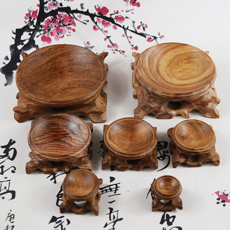 实木雕刻葫芦水晶球底座底托鸵鸟蛋托根雕葫芦架