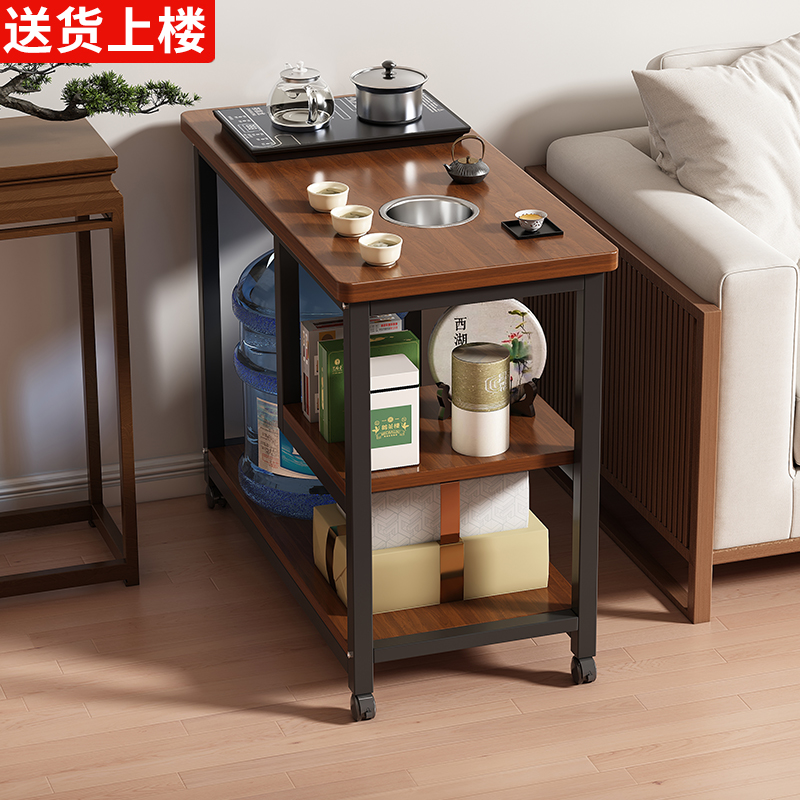茶桌家用小茶台可移动沙发边几侧边柜小型茶几茶水柜置物架小桌子
