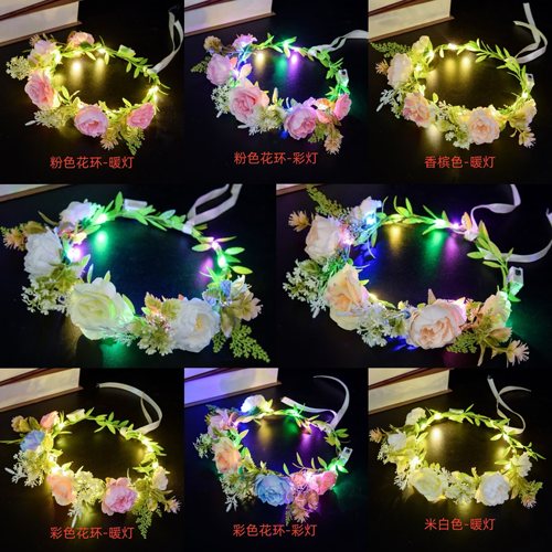森系花环发光发箍甜美头饰