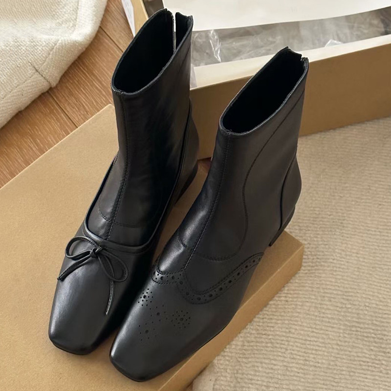 2025秋冬新款韩版不对称低跟切尔西短靴女真皮百搭方头平底瘦瘦靴,女鞋,时装靴,淘宝优惠券,粉丝福利购,淘宝优惠卷