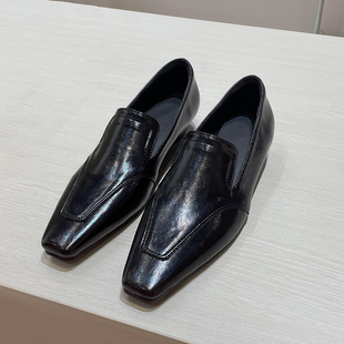 玛丽珍鞋 真皮百搭一脚蹬加绒小皮鞋 复古方头低跟浅口单鞋 2025新款