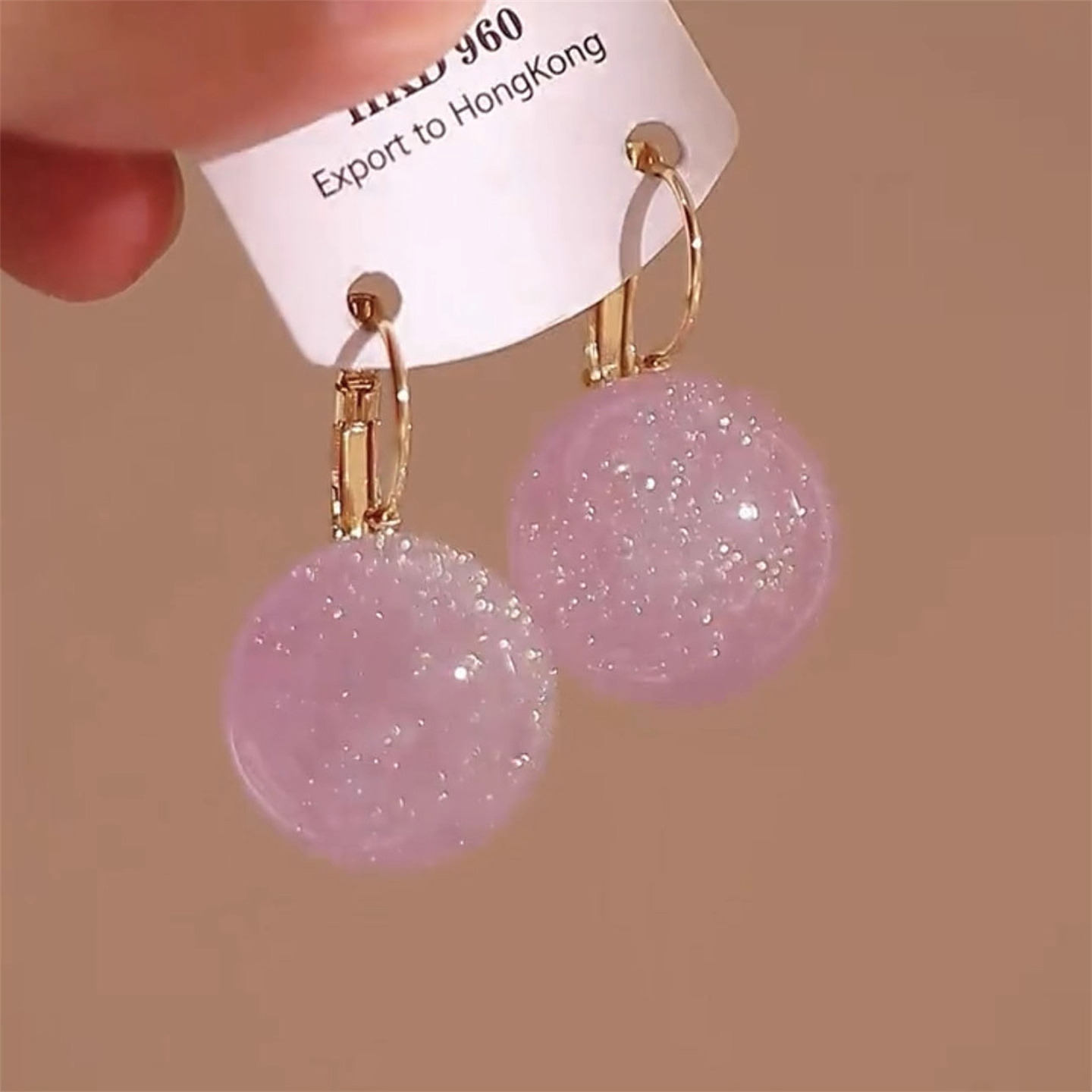 奥特莱斯清仓专柜特价撤柜超闪粉色果冻球球耳环outlets女配饰