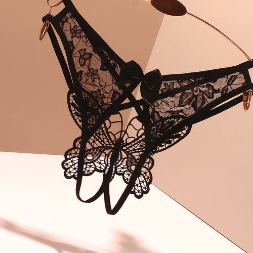 新款网红开口后档镂空方便内裤女生镂空诱惑低腰蕾丝性感丁字裤