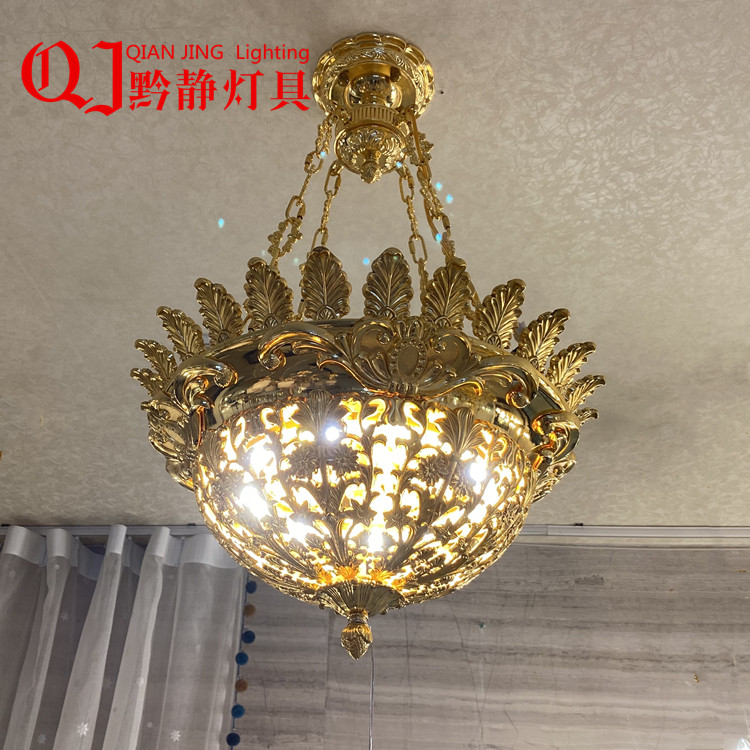 5516高端圆形客厅过道玄关阳台灯饰衣帽间法式半吊灯镂空走廊奢华