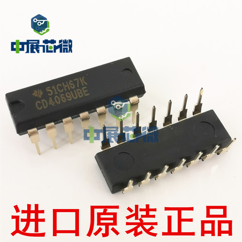 进口原装 CD40106BE CD4069UBE 直插DIP-14 6通道 逻辑反相器芯片