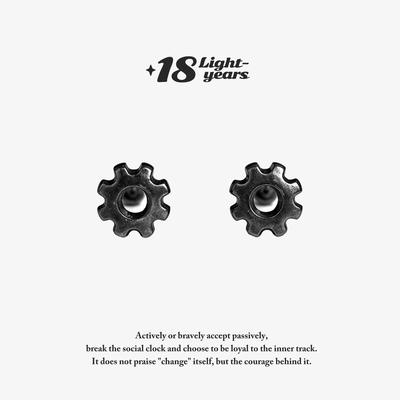 18光年暗夜S925纯银冷淡风朋克齿轮耳钉非主流个性小众新款礼物
