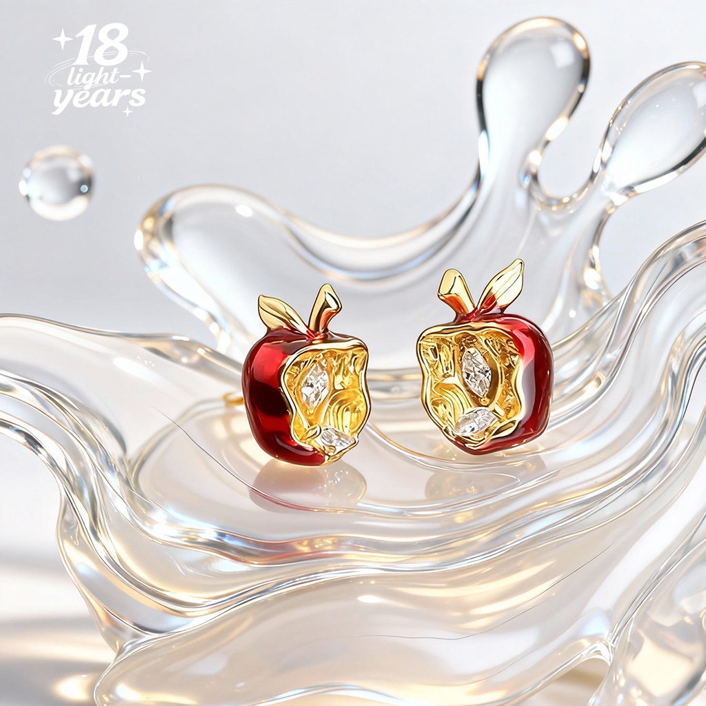 18光年原创咬一口苹果耳环