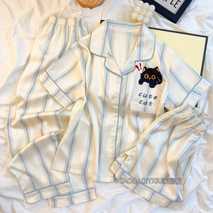 儿童冰丝睡衣女孩夏季短袖三件套中大童空调服2026新款男童家居服