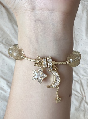 多面体原创 天然水晶黄水晶手链手串女款温柔可爱精致小清新