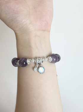 展示！天然紫水晶乌拉圭紫水手链手串礼物原创气质小众饰品