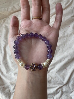 多面体原创 天然乌拉圭透体紫水晶手链手串女款温柔可爱精致