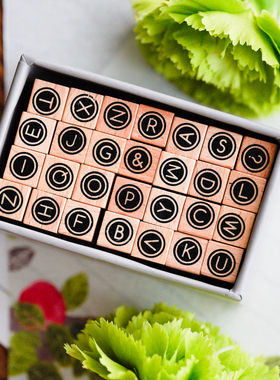 清仓|Yuusei| 原创可爱素材  榉木手帐印章 复古英文字母印章套组