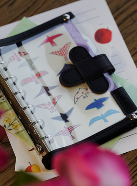 |Yuusei| 原创可爱手账本  A7黑色棕色百搭PVC手帐活页壳