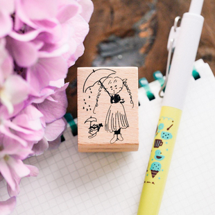 清仓|Yuusei| 原创可爱手账素材 女孩12月份月历 榉木手帐印章