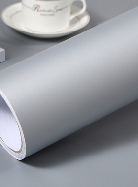 银灰色贴纸自粘墙纸壁纸防水防潮翻新墙壁浅灰即时贴柜子家具贴膜