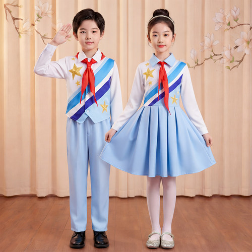 元旦儿童演出服中小学生大合唱表演服男女童诗歌朗诵红色爱国主题