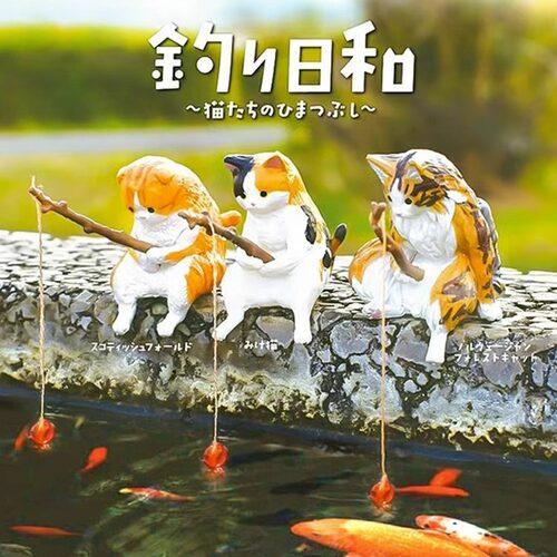 汽车摆件猫咪新款钓鱼的猫治愈系车内饰品车载中控台显示屏装饰品