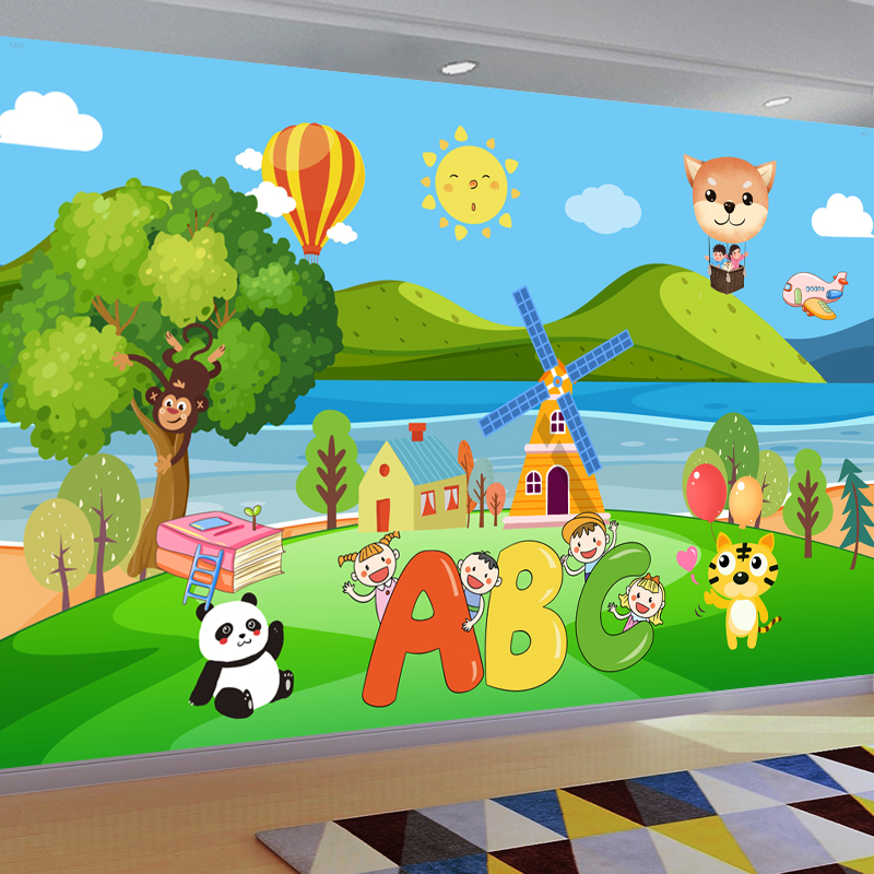 儿童房装饰自粘墙纸壁画海报卡通动漫卧室床头画幼儿园背景自粘画图片