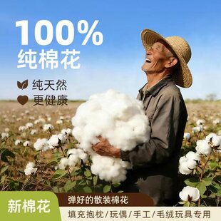 助农正品天然棉花一级优质长绒棉散装枕头抱枕玩偶枕芯靠枕填充物
