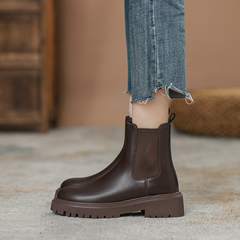 LEATHER PLATFORM MARTIN BOOTS WOMENS UK FALL WINTER 2023 NEW CHELSEA BOOTS BOOTS VELVET BOOTS