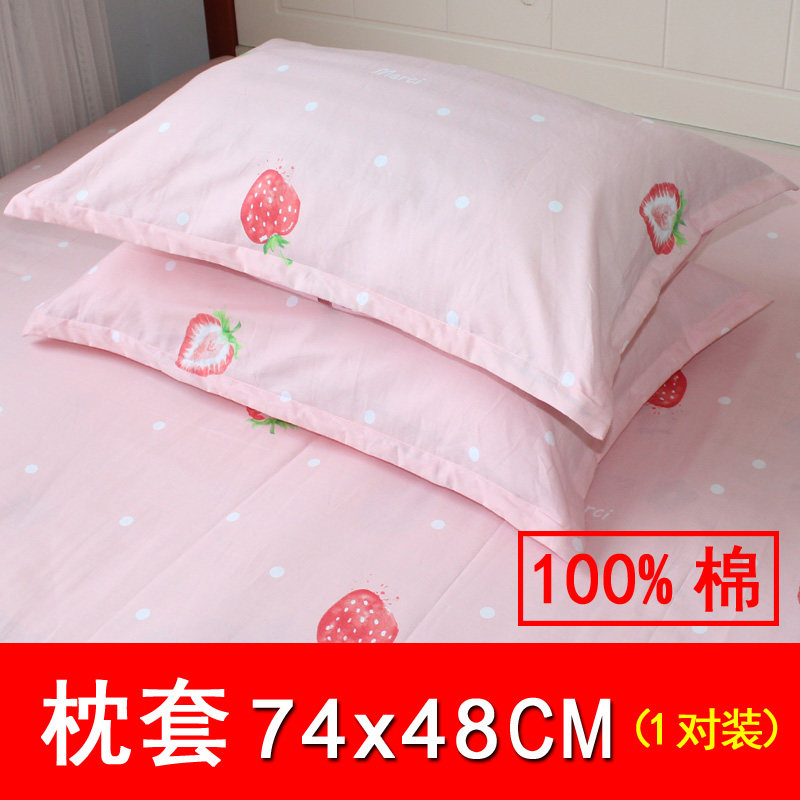 枕套一对装48x74大号单人纯棉可爱卡通情侣粉色全棉成人定制45*70