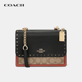 潮流铆钉蛇皮单肩斜挎包 蔻驰klare风琴包时尚 国内现货 COACH