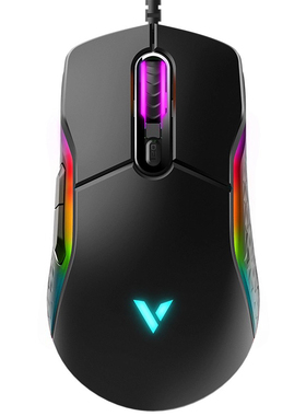 九新Rapoo有线电竞游戏鼠标宏定义USB高颜值RGB炫彩背光VT200黑色