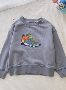 98-164英国单BD男女童春秋软毛圈棉鞋子印花长袖运动卫衣儿童童装