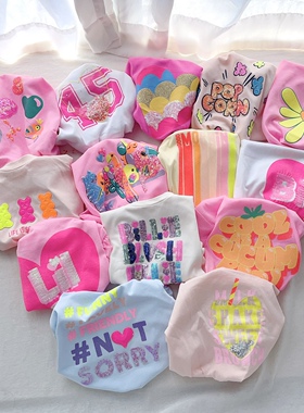 86-150法单女童夏季薄款棉白色短袖甜甜圈儿童T恤夏日上衣童装