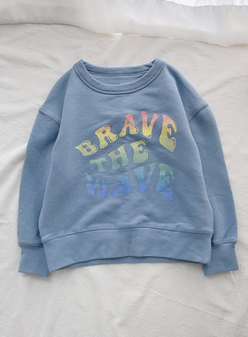 98-164微次英国单BD男女童秋冬软毛圈棉印花长袖运动卫衣儿童童装