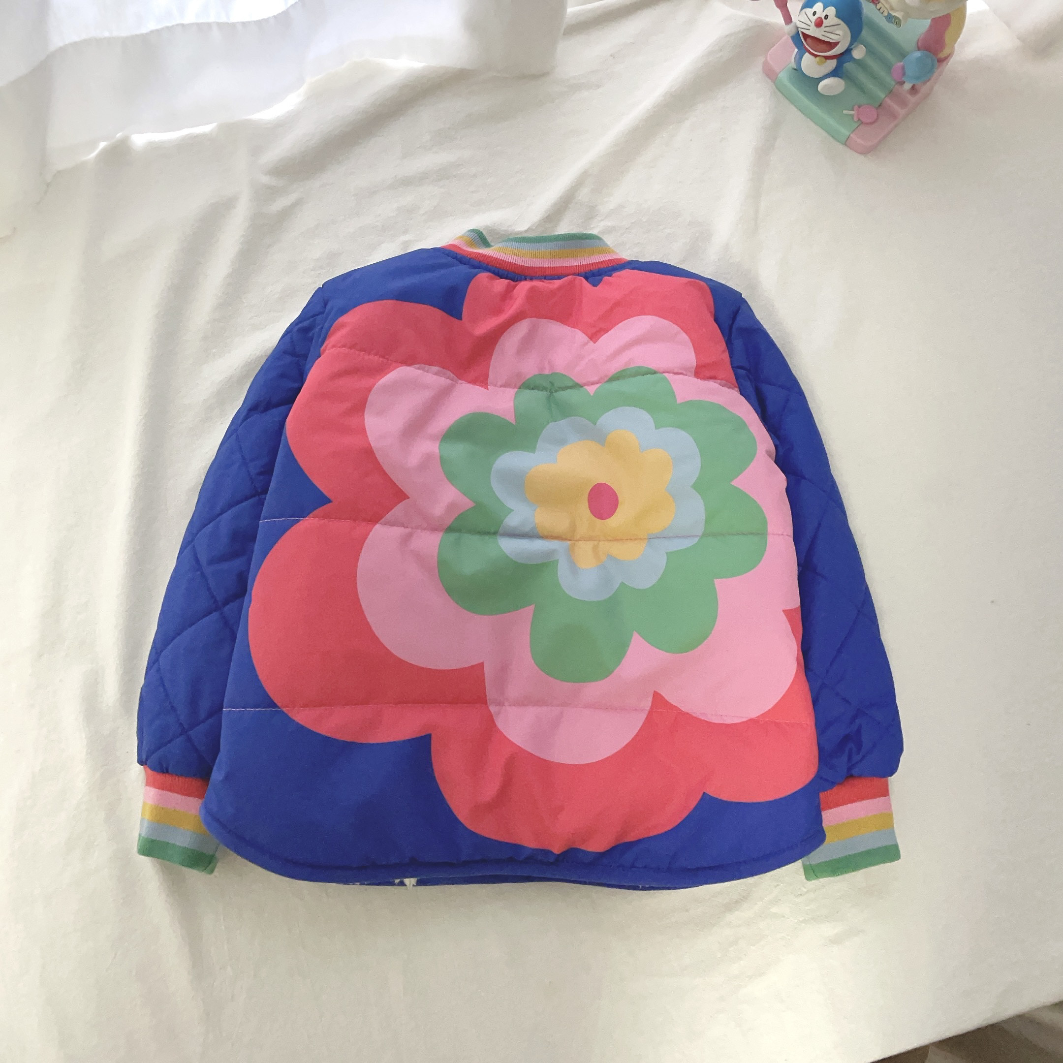 92-128英单bd女童春秋冬加绒彩虹花朵机绗棉夹克加绒棉服外套棉衣,童装/婴儿装/亲子装,棉袄/棉服,淘宝优惠券,粉丝福利购,淘宝优惠卷