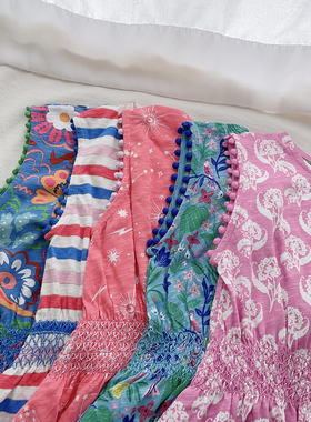 98-128英单BD女童夏季纯棉粉色绿色星空条纹连衣裙儿童裙子童装