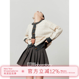 周里物「暖调」撞色毛针织衫女2025秋季新款复古宽松百搭针织开衫