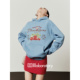 周里物出品「草莓堆堆」蓝色加绒卫衣女2026春季 新款 宽松休闲上衣