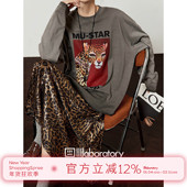 钻石豹纹印花宽松圆领长袖 周里物出品「灵钻豹心」2025秋季 新款