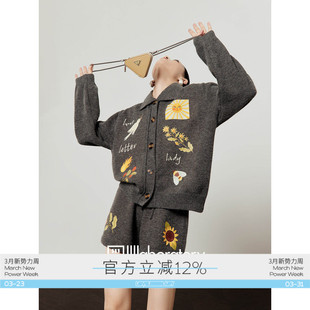 慵懒感外套印花短裤 新款 俩件套 女2026春季 「周里物出品」灰色套装