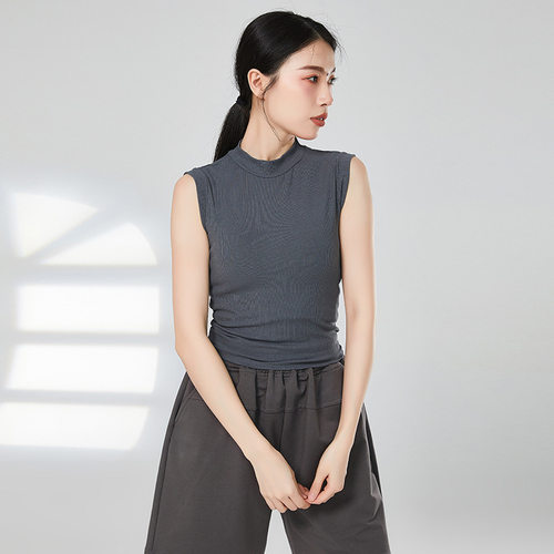 现代舞服无袖背心形体训练服高领