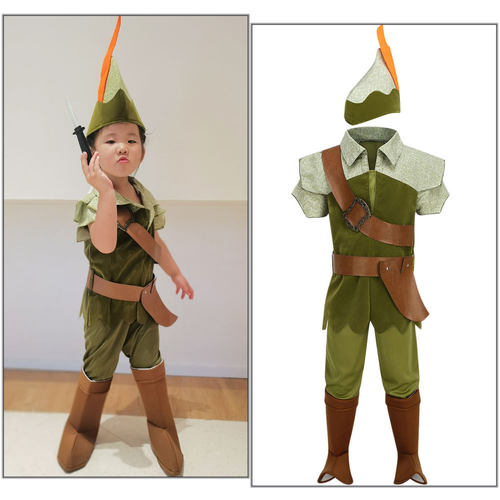 新款万圣节儿童派对绿色精灵圣